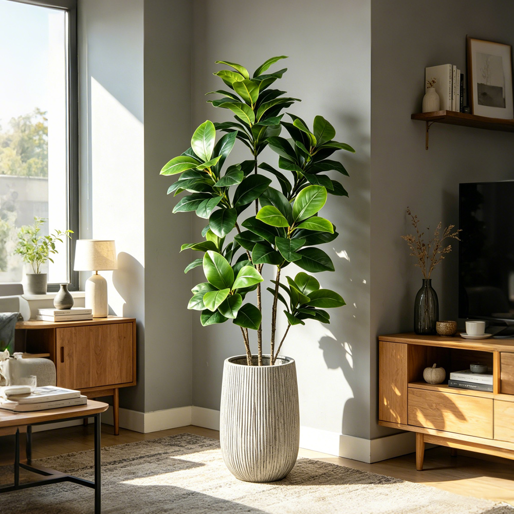 Rubber Plant Ficus - Árbol de Banyan Artificial Grande de